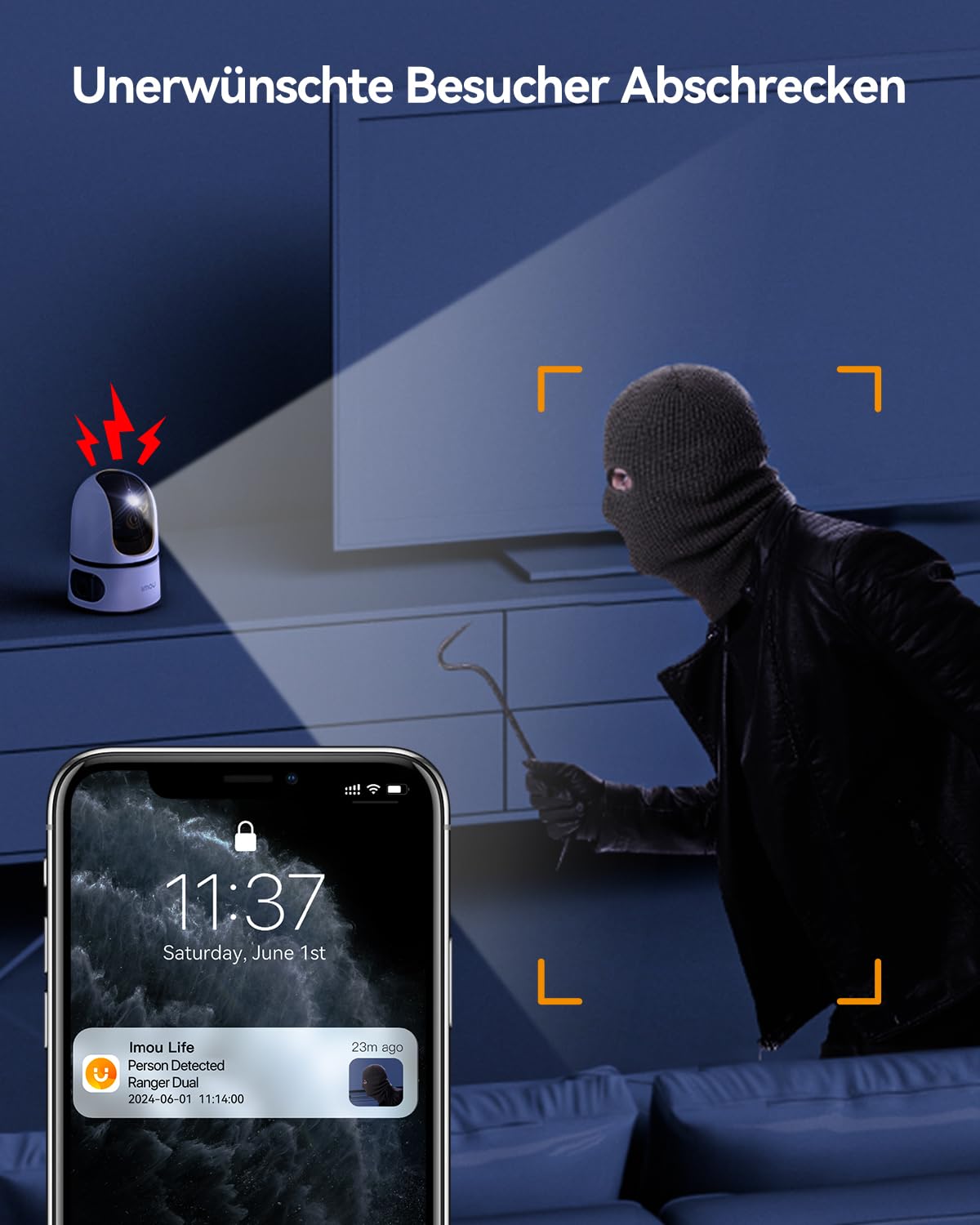 Imou 2K + 2K Dual Cameras Indoor Surveillance with Human/Animal, 2.4/5GHz WLAN 360° PTZ Indoor Surveillance Camera, Colour Night Vision, Smart Tracking, 2-Way Audio, Siren, Private Mode, Ideal for