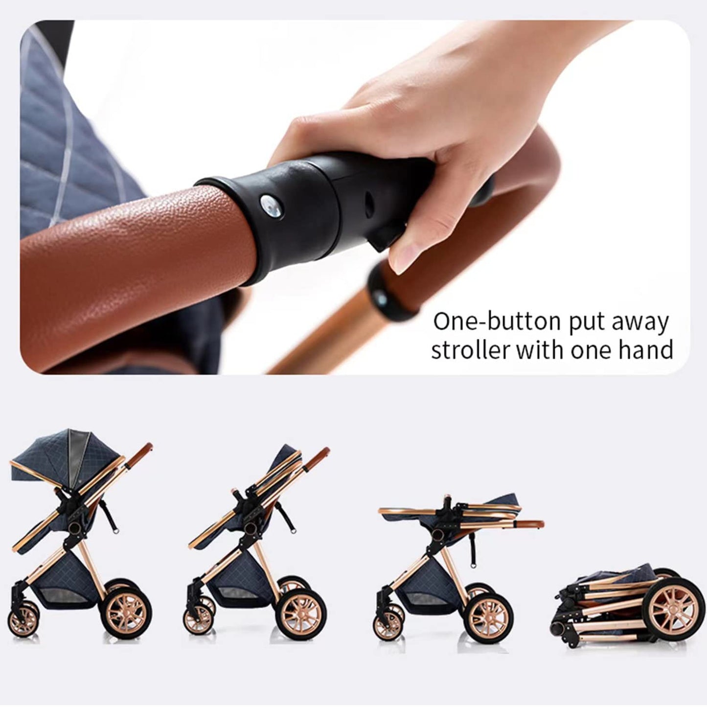 3-in-1 Pram Set with Seat, Baby Bed is Foldable, Adjustable Reclining Position,up to 15 kg, 0-3 Years