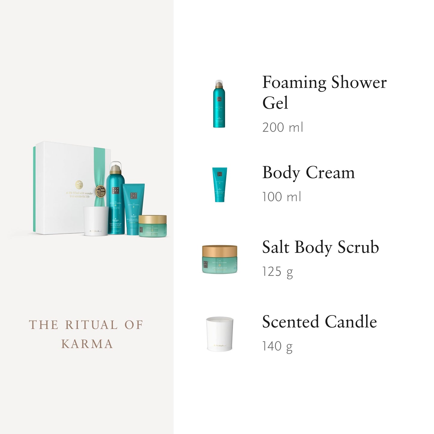RITUALS Geschenkset The Ritual of Karma Medium, vier Hautpflegeprodukte mit Lotusblüte und Weißem Tee – Bade-Geschenkbox mit pflegender und beruhigender Wirkung