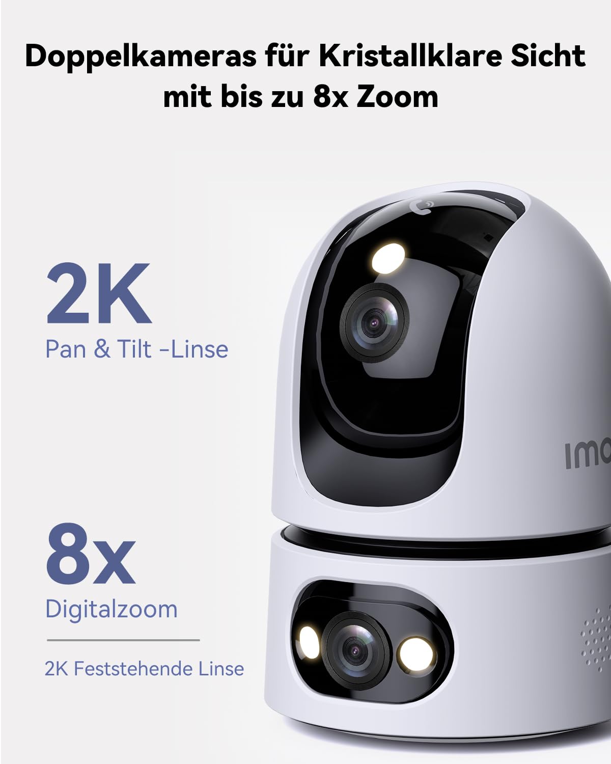 Imou 2K + 2K Dual Cameras Indoor Surveillance with Human/Animal, 2.4/5GHz WLAN 360° PTZ Indoor Surveillance Camera, Colour Night Vision, Smart Tracking, 2-Way Audio, Siren, Private Mode, Ideal for