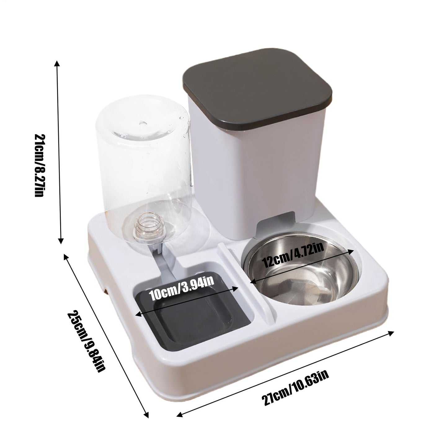 Bomefoi Automatic 2-in-1 Cat Feeder, Feeding and Drinker for Pet Food, Non-Slip Automatic Drinking Bottle