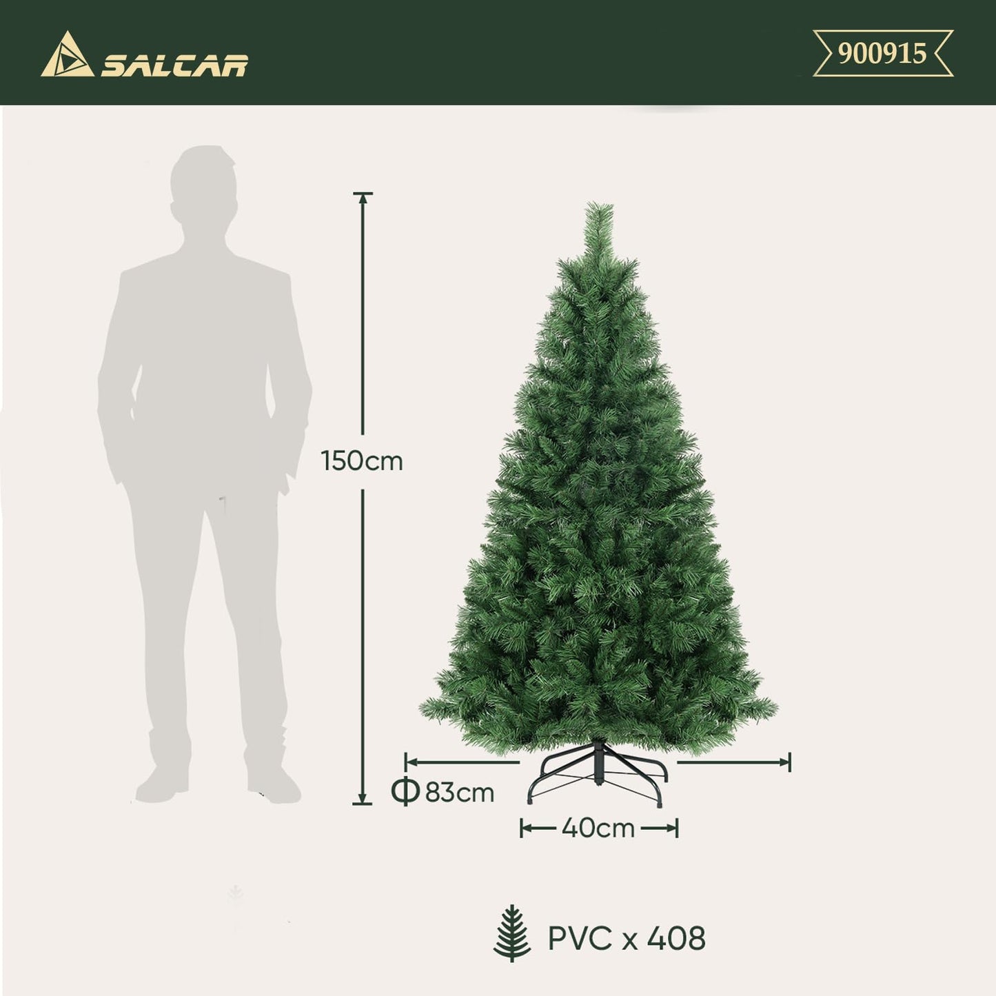 SALCAR Artificial Christmas tree, 60 cm - 270 cm