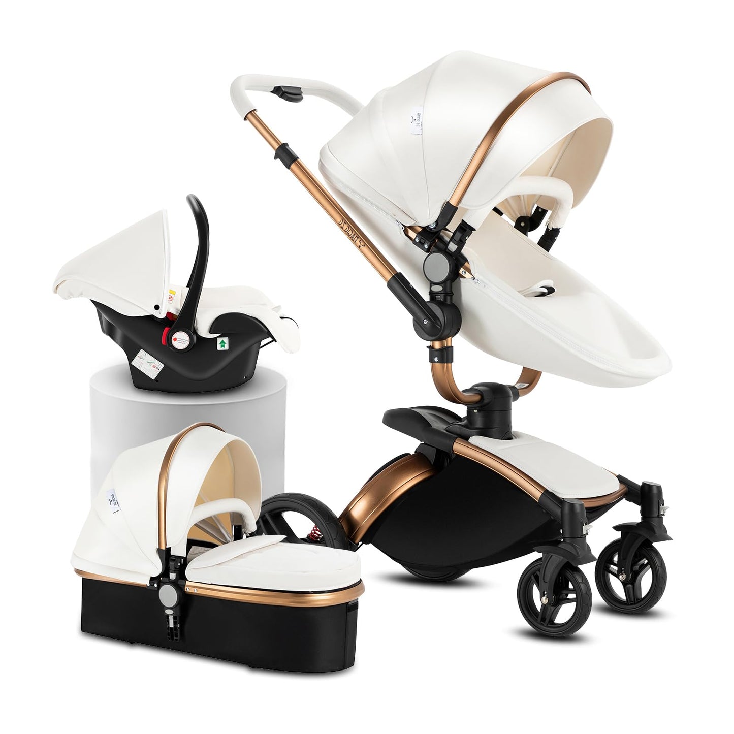 Reenborn 3-in-1 Pushchair, Buggy with Two Reversible Sliding Modes, Pushchair with Frame Aluminium Alloy, Baby Pram, 3-in-1 Complete Set with One-Click Folding Design