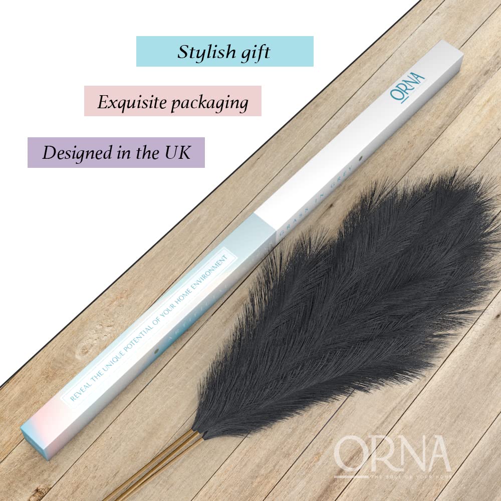 ORNA Artificial Pampas Grass Artificial Flower Long Branches Extra Fluffy 114 cm High (3 Stems x 20 Forks) for Modern Home Decoration