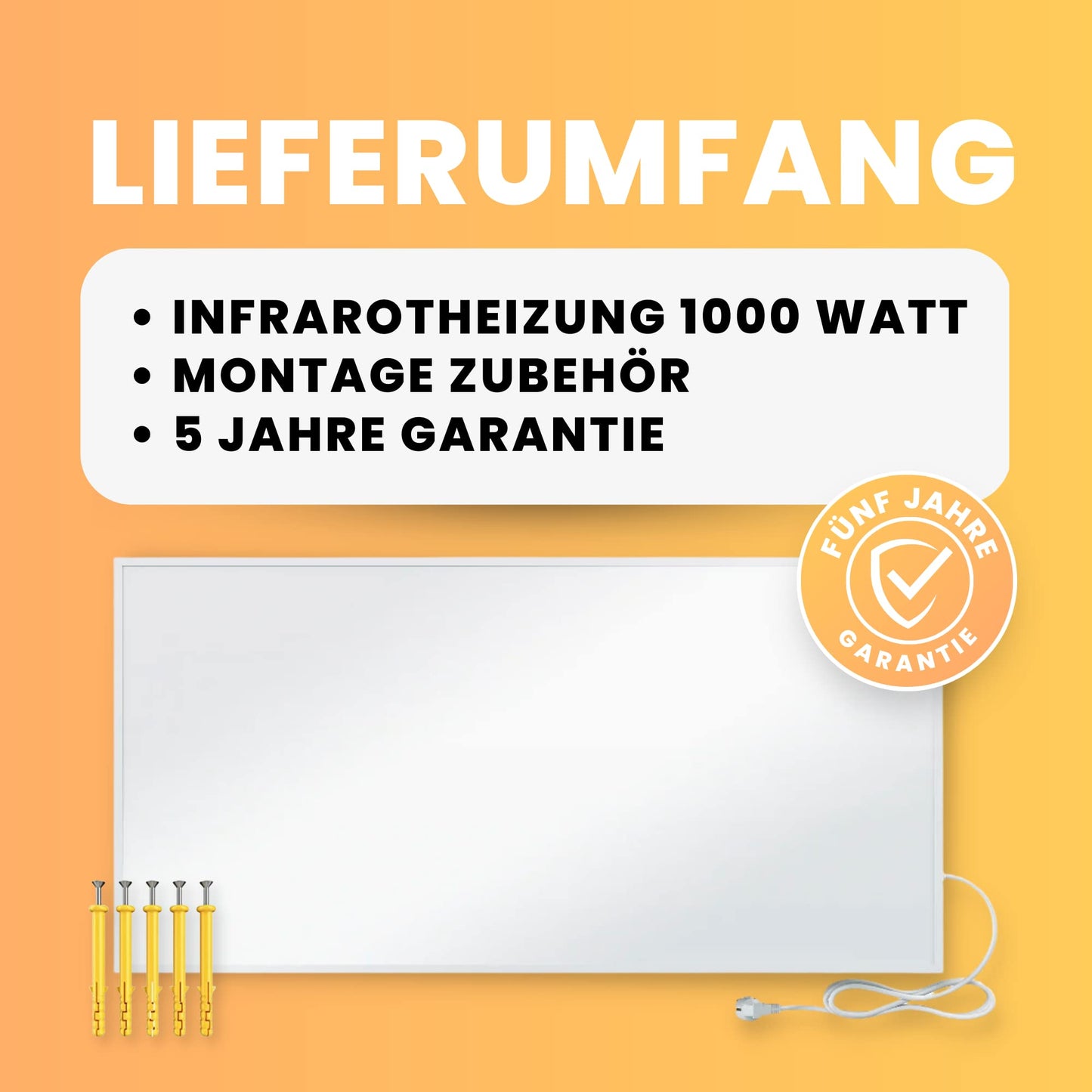 BR Bringer Infrared Heater, 600 watt, Infrared Electric Heater, Energy-Saving, TÜV GS, German Quality Brand