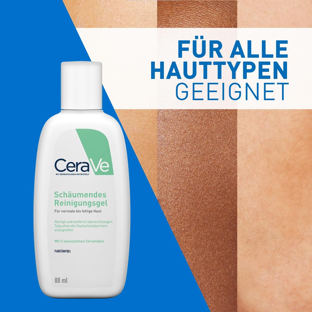 CeraVe Schäumendes Reinigungsgel und Feuchtigkeitslotion, Mit Hyaluronsäure, Für Gesicht und Körper, Ohne Duftstoffe, Auch bei Neurodermitis und Allergien, 473 ml + 88 ml