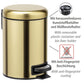 WENKO Leman Cosmetic Pedal Bin Matte Gold 3 L – Cosmetic Bin, Rubbish Bin with Anti-Fingerprint Capacity: 3 litres, stainless steel, 17 x 25 x 22.5 cm, gold