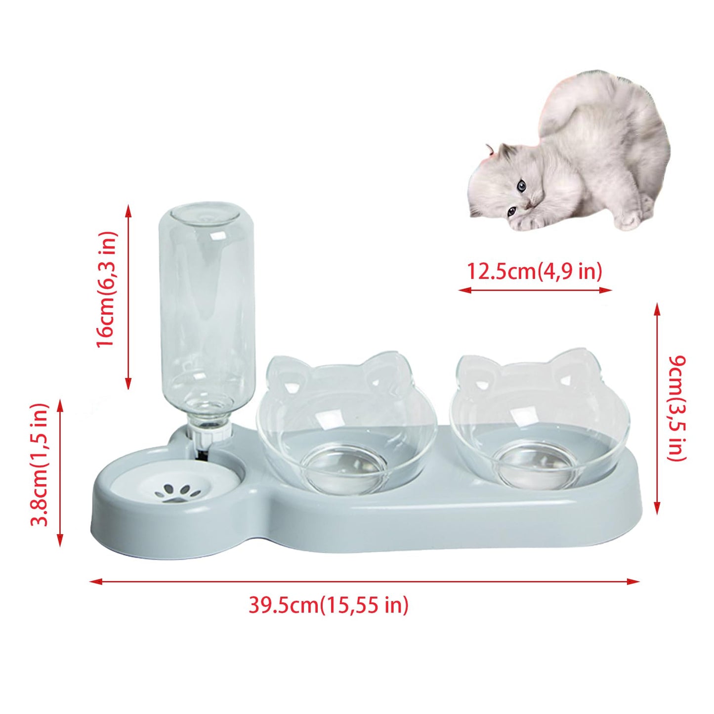 Katzennapf Set mit Wasserspender | Automatischer Trinkbrunnen für Katzen & Hunde