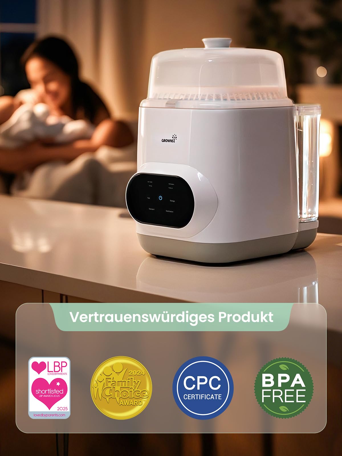 Grownsy Baby Bottle Washer Pro, All-in-One Bottle Cleaner, Steriliser and Dryer, Baby Bottle Cleaner for Bottles