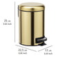 WENKO Leman Cosmetic Pedal Bin Matte Gold 3 L – Cosmetic Bin, Rubbish Bin with Anti-Fingerprint Capacity: 3 litres, stainless steel, 17 x 25 x 22.5 cm, gold
