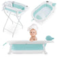 Moby-System Foldable Baby Bathtub with Insert, LCD Thermometer & Frame - Secure Hold from Birth, Ergonomic