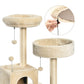 Großer Katzenkratzbaum mit zwei Plattformen und Häuschen, mehrstöckig, beige