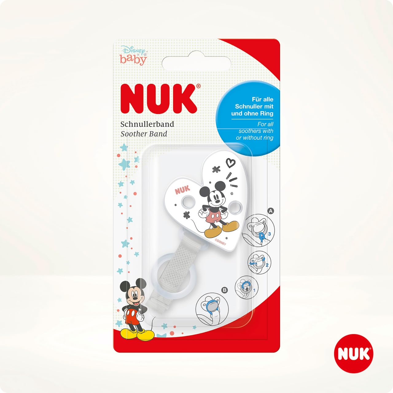 NUK Disney Winnie Puuh Schnullerband & Clip | Für alle Schnuller mit und ohne Ring