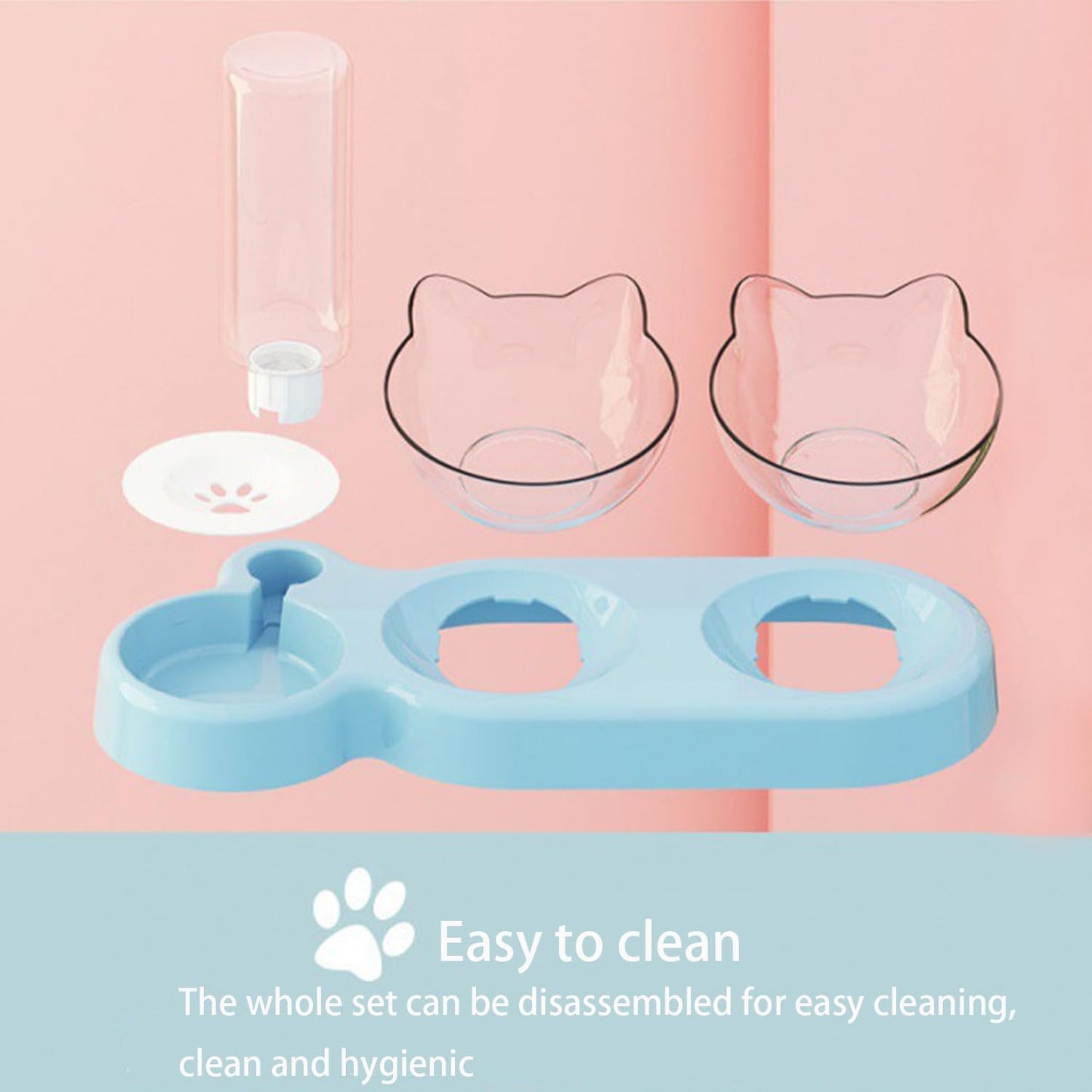 Katzennapf Set mit Wasserspender | Automatischer Trinkbrunnen für Katzen & Hunde