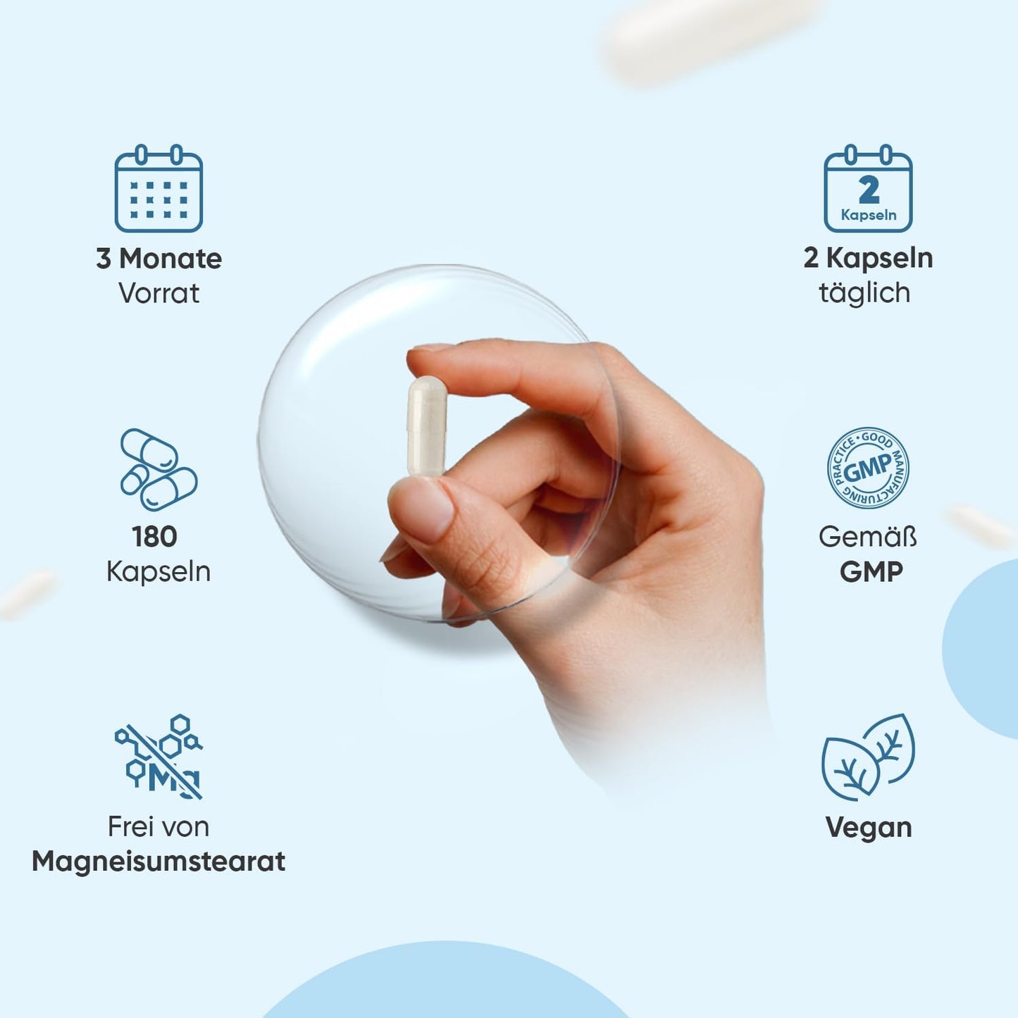 Magnesium Bisglycinat Kapseln - 1420mg Magnesiumbisglycinat mit Vitamin B6-200mg elementes Magnesium - Glycinat Form - 180 vegane Kapseln - 3 Monate Vorrat - Alternative zu Pulver