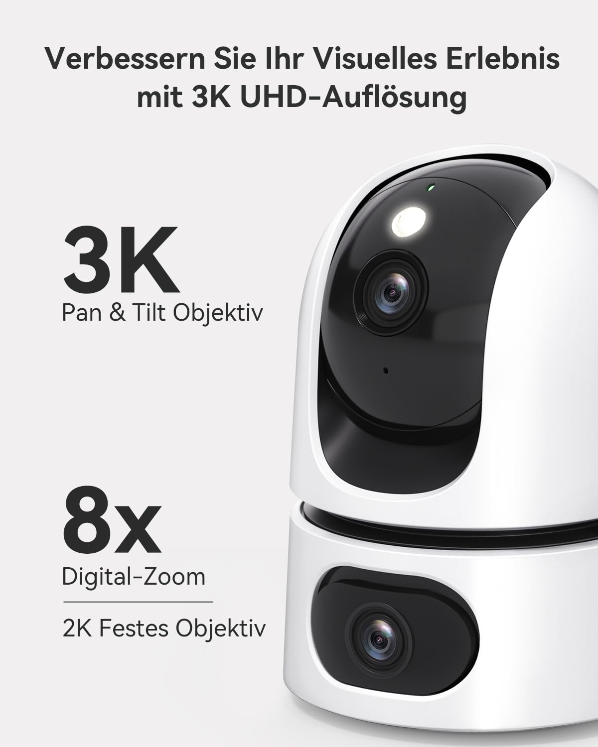 Imou 2K + 2K Dual Cameras Indoor Surveillance with Human/Animal, 2.4/5GHz WLAN 360° PTZ Indoor Surveillance Camera, Colour Night Vision, Smart Tracking, 2-Way Audio, Siren, Private Mode, Ideal for