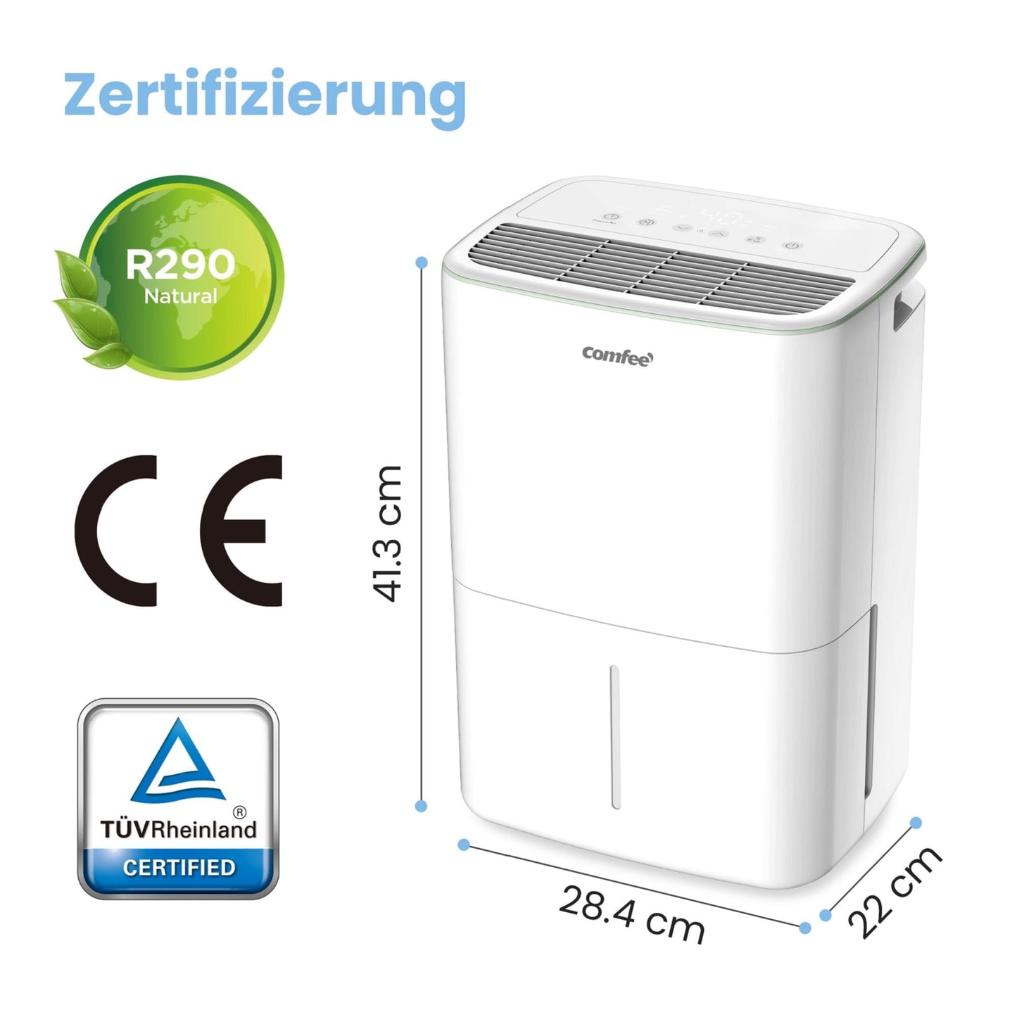 Luftentfeuchter, Dehumidifier 10 L/24 hr, Room Size Approx. 50 m³ (20 m²), LED Display