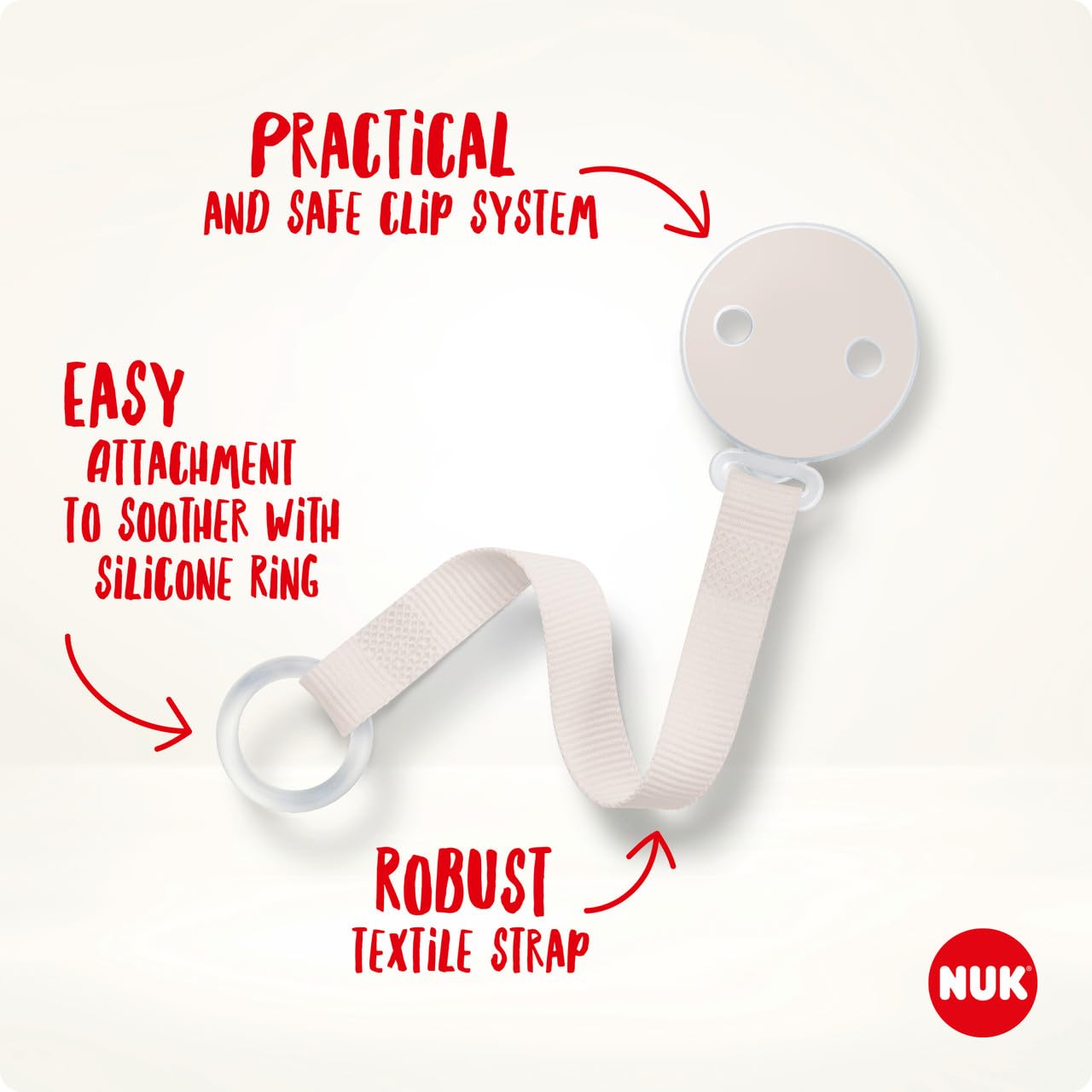 NUK Disney Winnie Puuh Schnullerband & Clip | Für alle Schnuller mit und ohne Ring