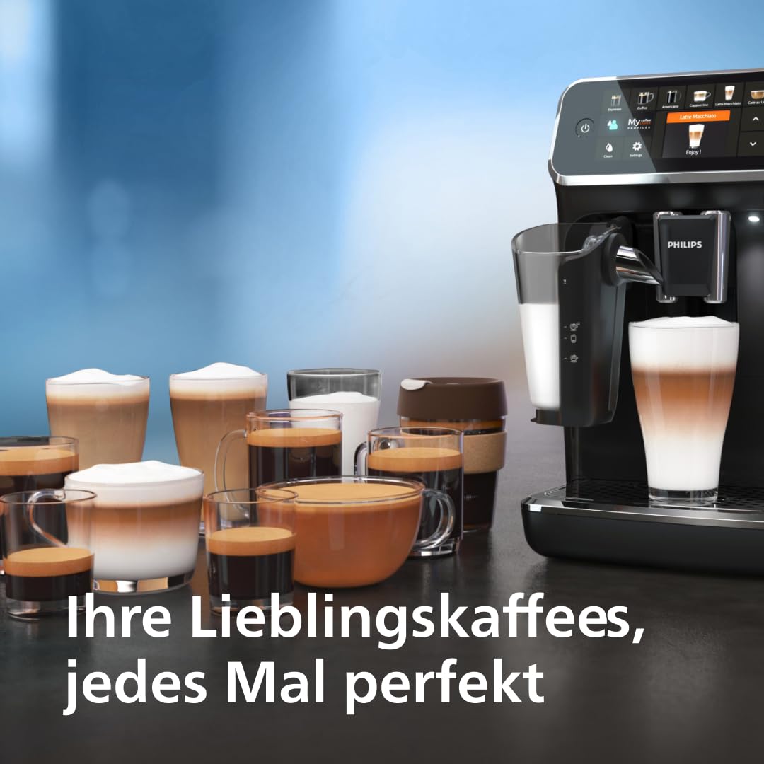Philips Series 5400 Kaffeevollautomat – LatteGo Milchsystem, 12 Kaffeespezialitäten, Intuitives Display, 4 Benutzerprofile