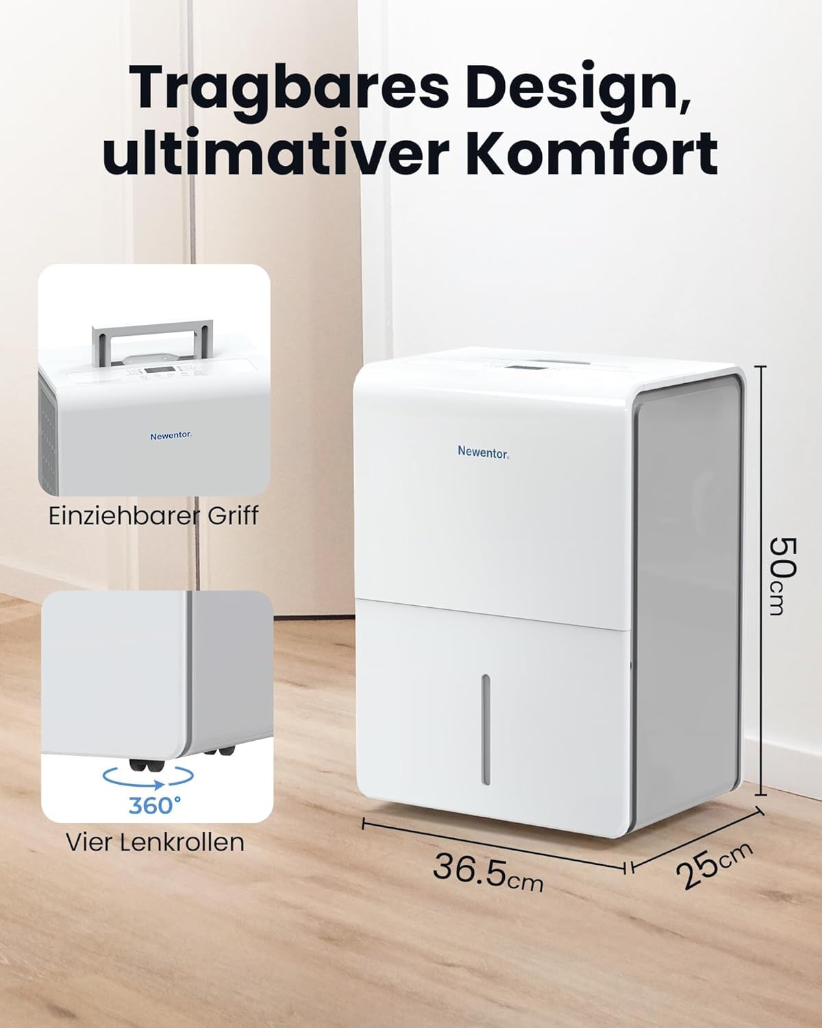 Luftentfeuchter 12L Dehumidifier Electric Cellar 35 dB, Room Dehumidifier