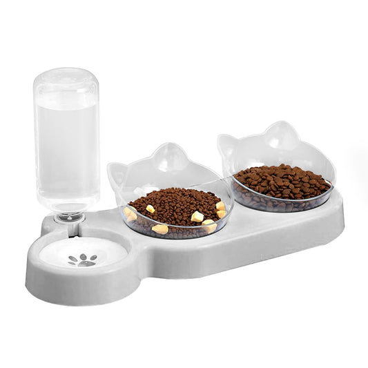 Marchul Cat Bowls, Gravity Water and Food Bowl for Cats and Small Dogs, Tilted Raised Cat Food Bowls (White)