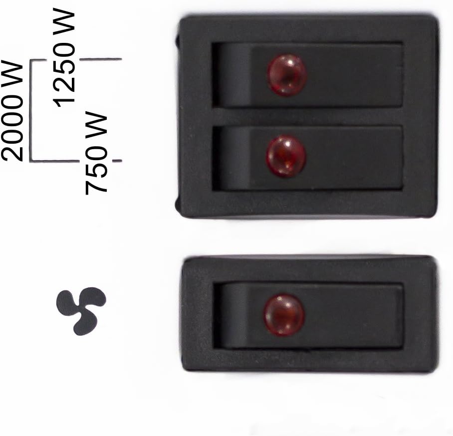 TROTEC Konvektor Heizung TCH 22 E – Heizleistung 750 W / 1250 W / 2000 W – Elektro Heizkörper mit Timer