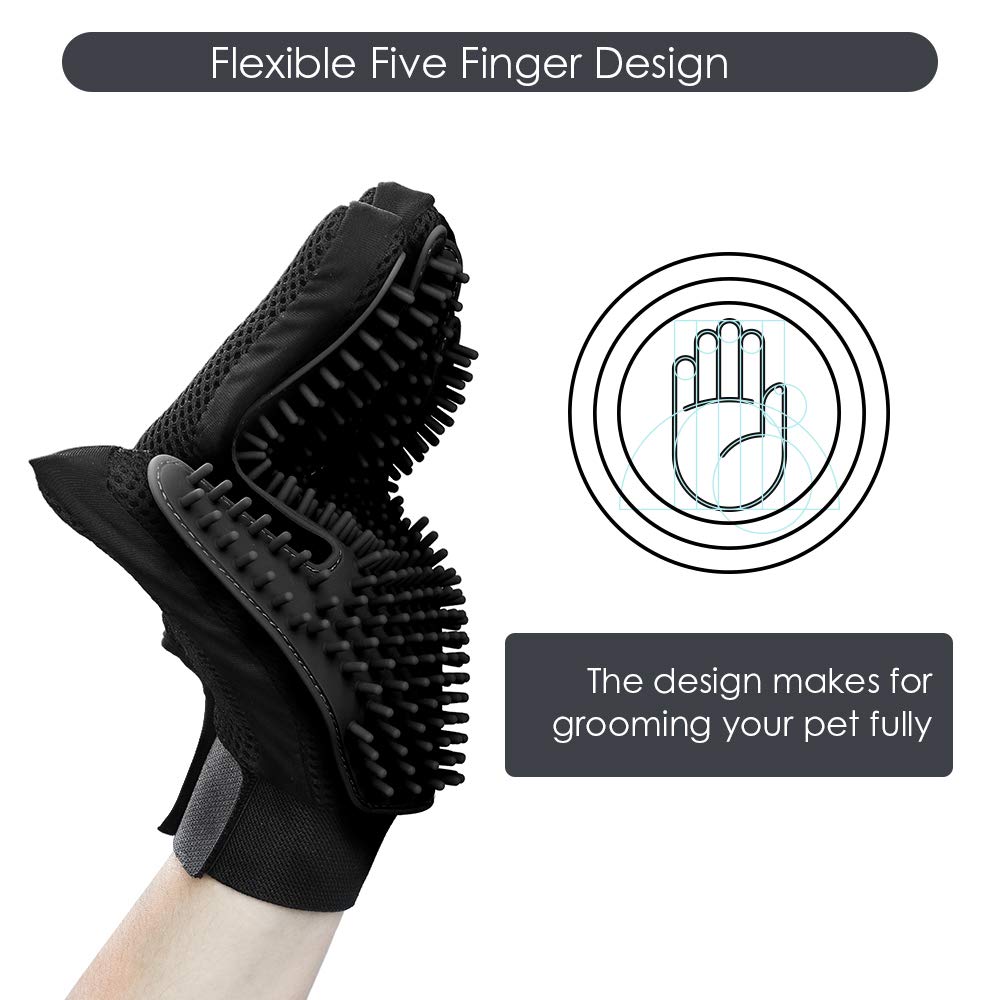 Pet Grooming Glove, Gentle Deshedding Brush - Efficient Pet Hair Remover Glove