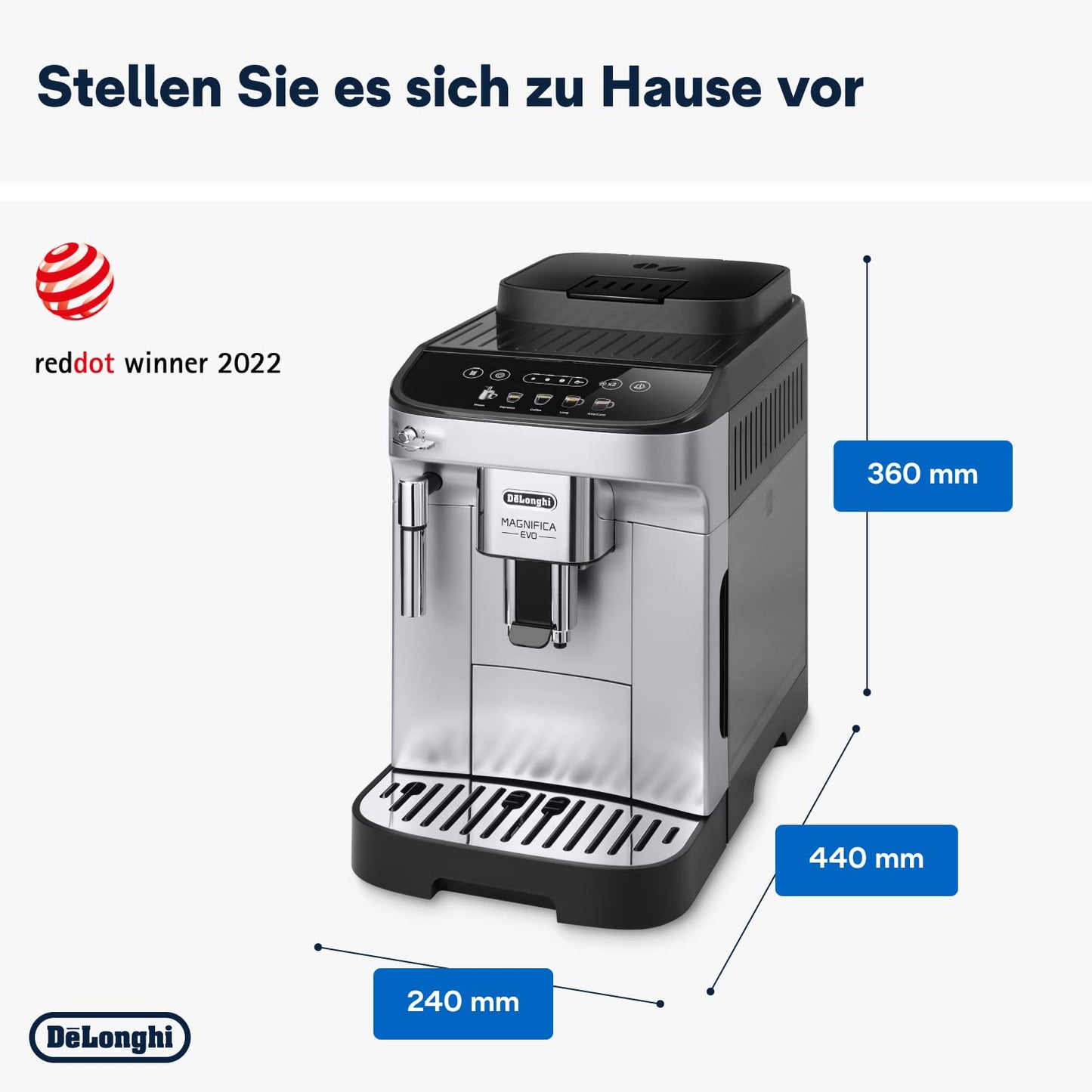 De'Longhi Fully Automatic Coffee Machine with LatteCrema Milk System, 7 Direct Selection Buttons for Cappuccino, Espresso