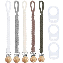 ABirdon Schnullerkette Baby,5 Stück Schnullerketten Clips mit 3 Stück Silikonring, passend für alle Schnuller