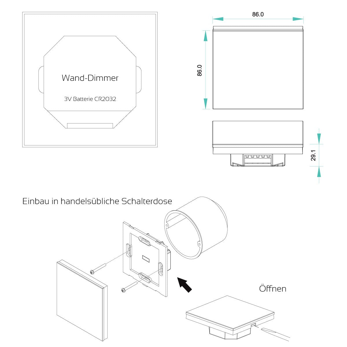 iluminize Wand-Dimmer Funk: mit Drehknopf, für weiße LEDs