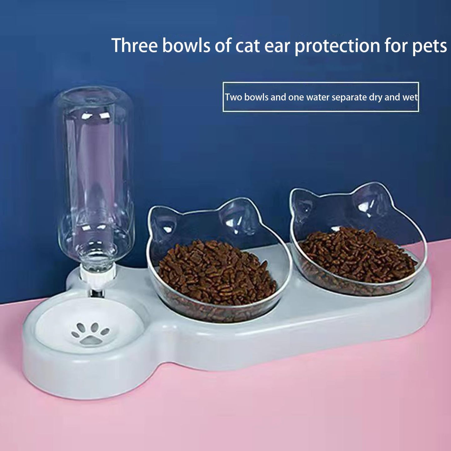 Katzennapf Set mit Wasserspender | Automatischer Trinkbrunnen für Katzen & Hunde