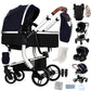 Reenborn 3-in-1 Pushchair, Buggy with Two Reversible Sliding Modes, Pushchair with Frame Aluminium Alloy, Baby Pram, 3-in-1 Complete Set with One-Click Folding Design