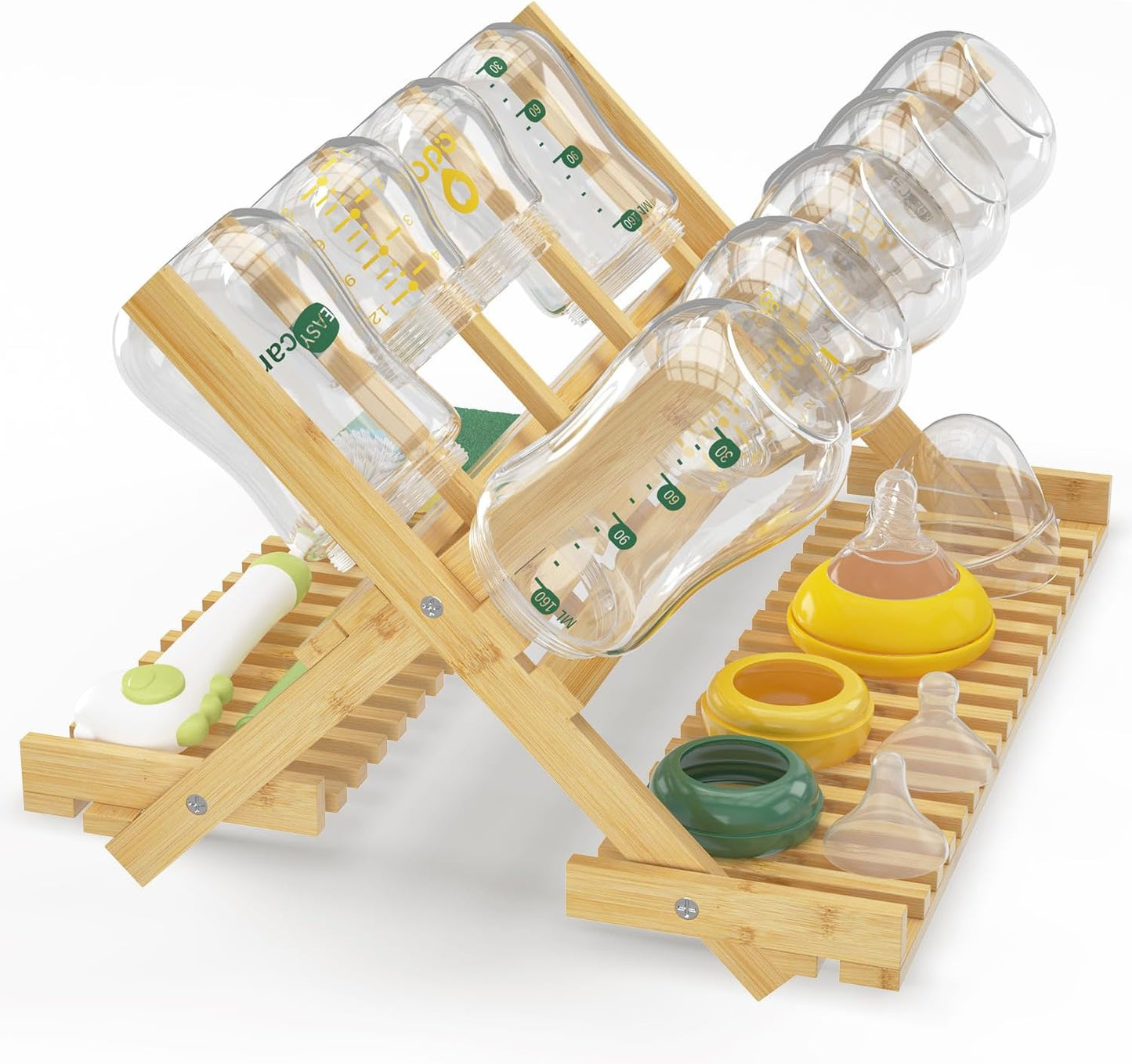 Baby Flaschentrockner Halter Ständer Abtropfgestell, Bambus Bottle Drying Rack Stand