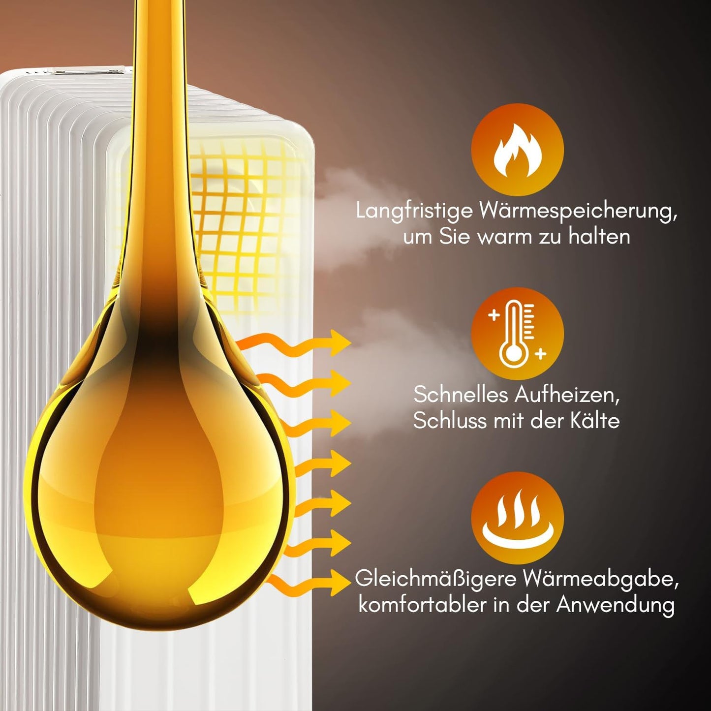 Heizung Fiqops Oil Radiator 2500 W, Energy Saving with 11 Ribs 3 Heat Settings, Thermostat, WiFi App & Remote Control, Digital Display