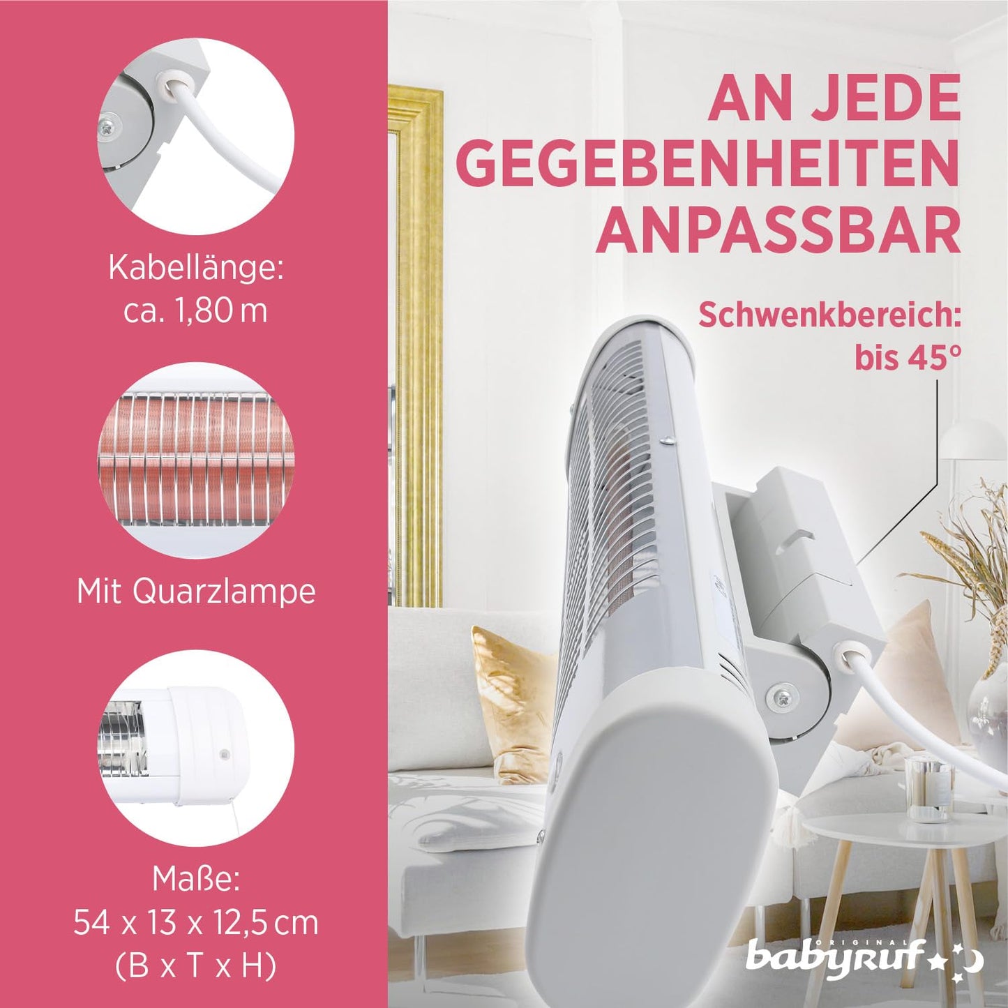 Baby Heater Heizstrahler 600 Watt Changing Table Heater Automatic