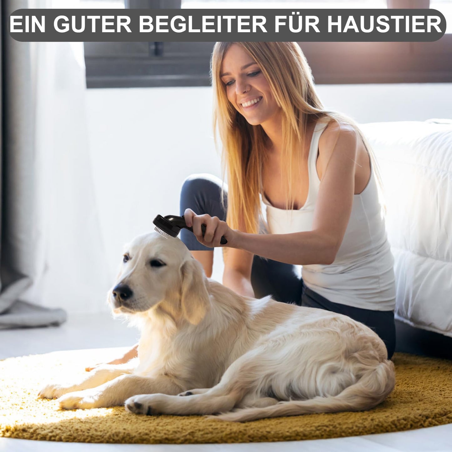 Hundebürste für Hunde und Katzen, selbstreinigend, Katzenbürste für Unterwolle und loses Fell