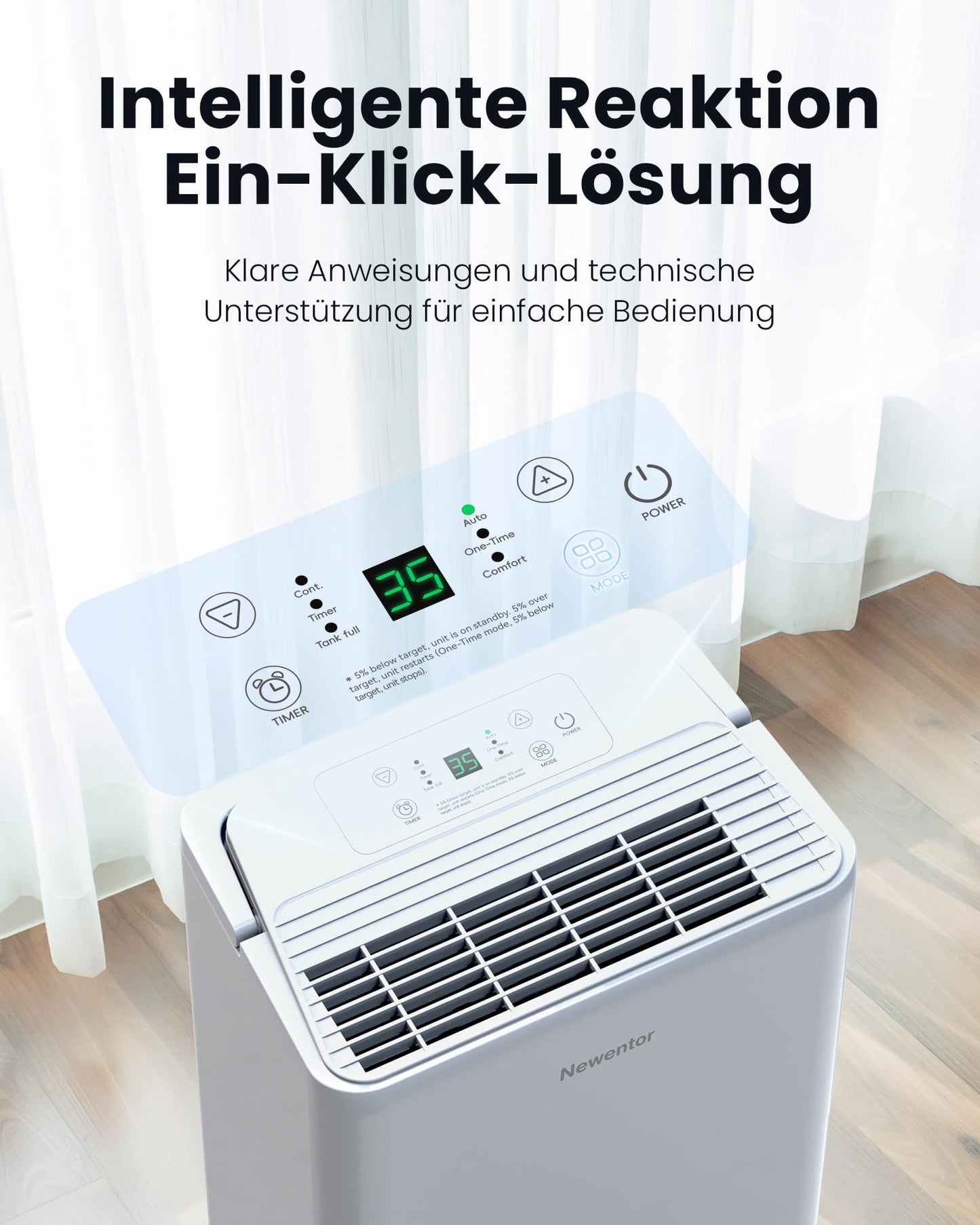 Luftentfeuchter 12L Dehumidifier Electric Cellar 35 dB, Room Dehumidifier