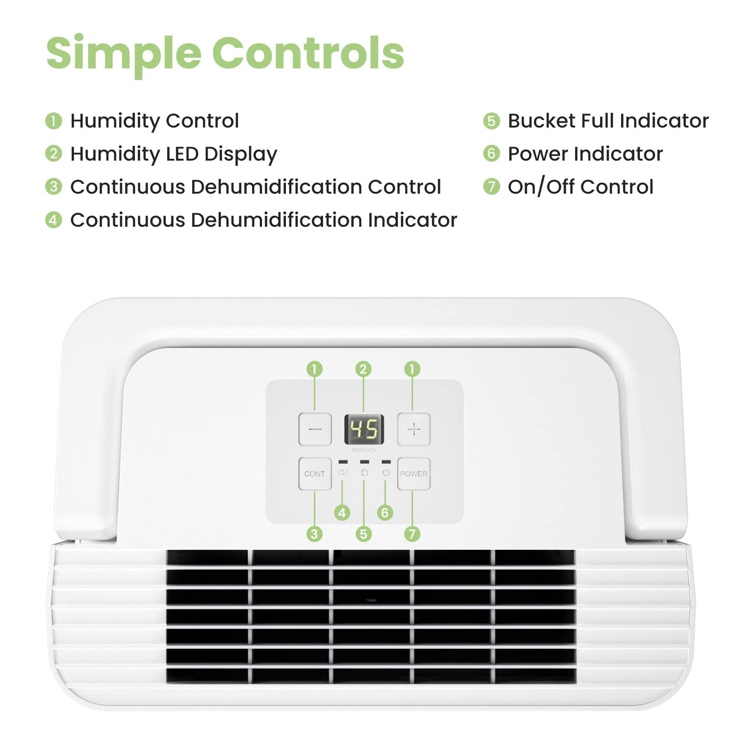 Luftentfeuchter, Dehumidifier 10 L/24 hr, Room Size Approx. 50 m³ (20 m²), LED Display