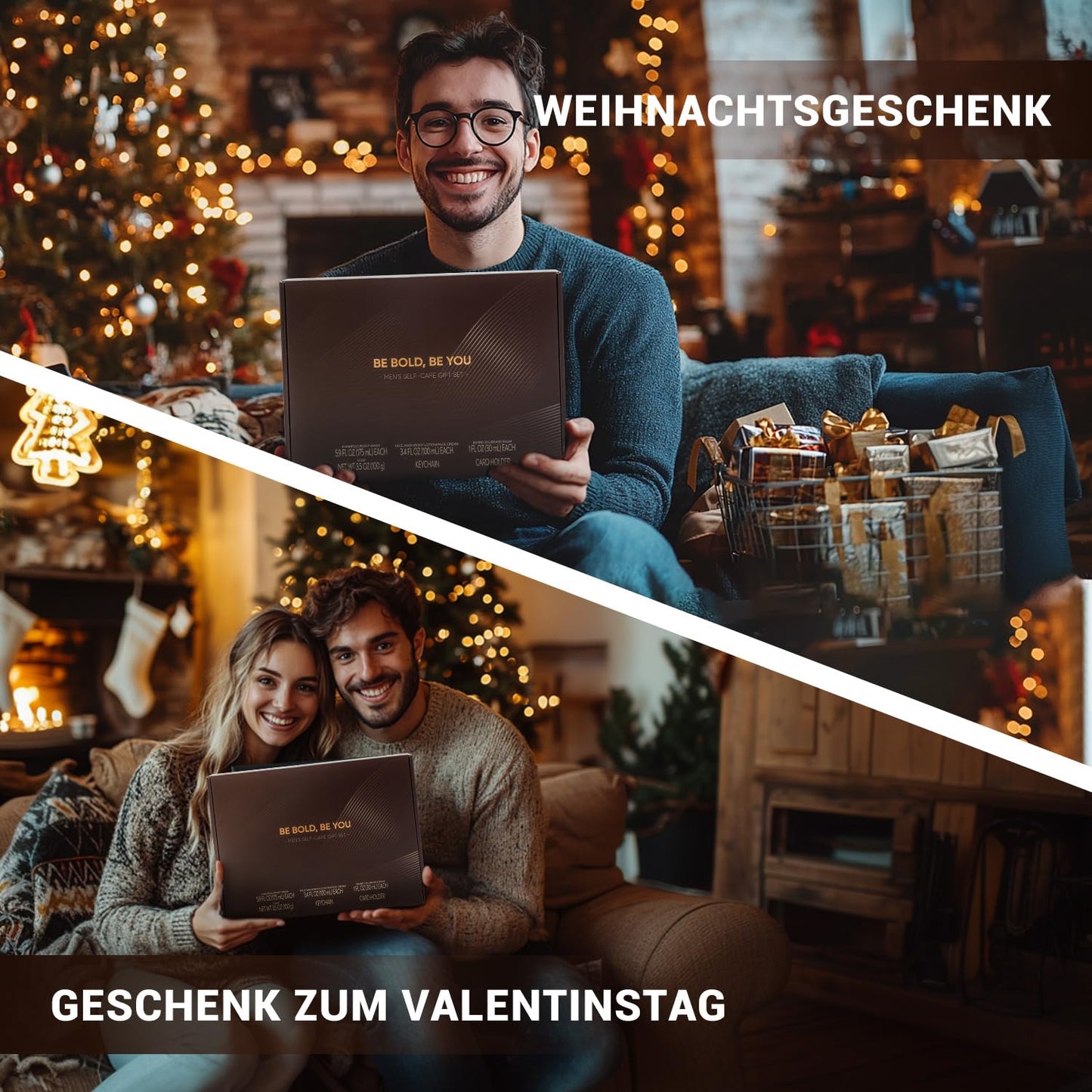 BODY & EARTH Men's Care Gift Set Sandalwood, 10-Piece Care Set with Beard Oil