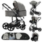 Reenborn 3-in-1 Pushchair, Buggy with Two Reversible Sliding Modes, Pushchair with Frame Aluminium Alloy, Baby Pram, 3-in-1 Complete Set with One-Click Folding Design