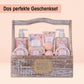 Accentra – Duschset Frauen Geschenkset im Holzkorb – 8-teiliges Pflegeset mit Duschgel, Bodylotion, Badezusätzen, Peeling & Handcreme – Wellness Geschenk Set