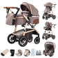 3-in-1 Pram Set with Seat, Baby Bed is Foldable, Adjustable Reclining Position,up to 15 kg, 0-3 Years