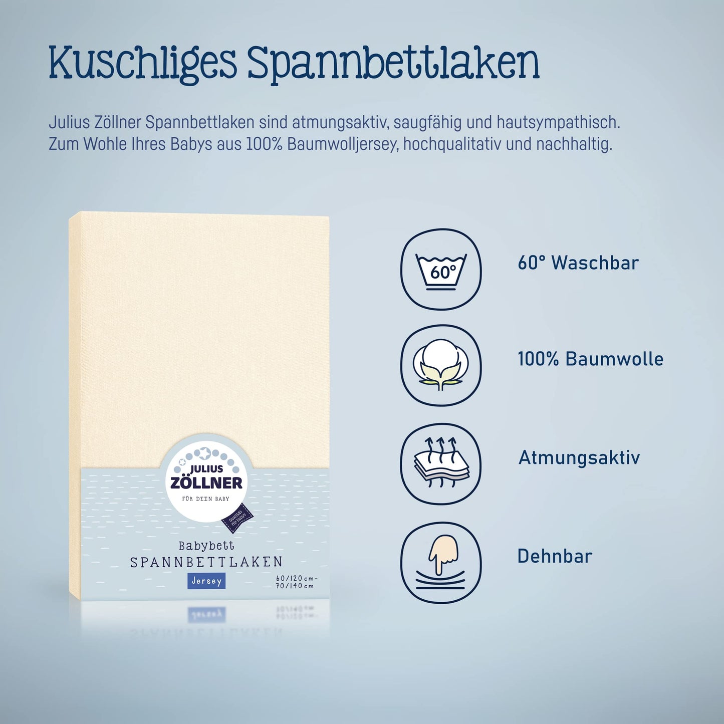 Spannbettlaken für Baby- & Kinderbett, 100% Jersey-Baumwolle, 2er Pack