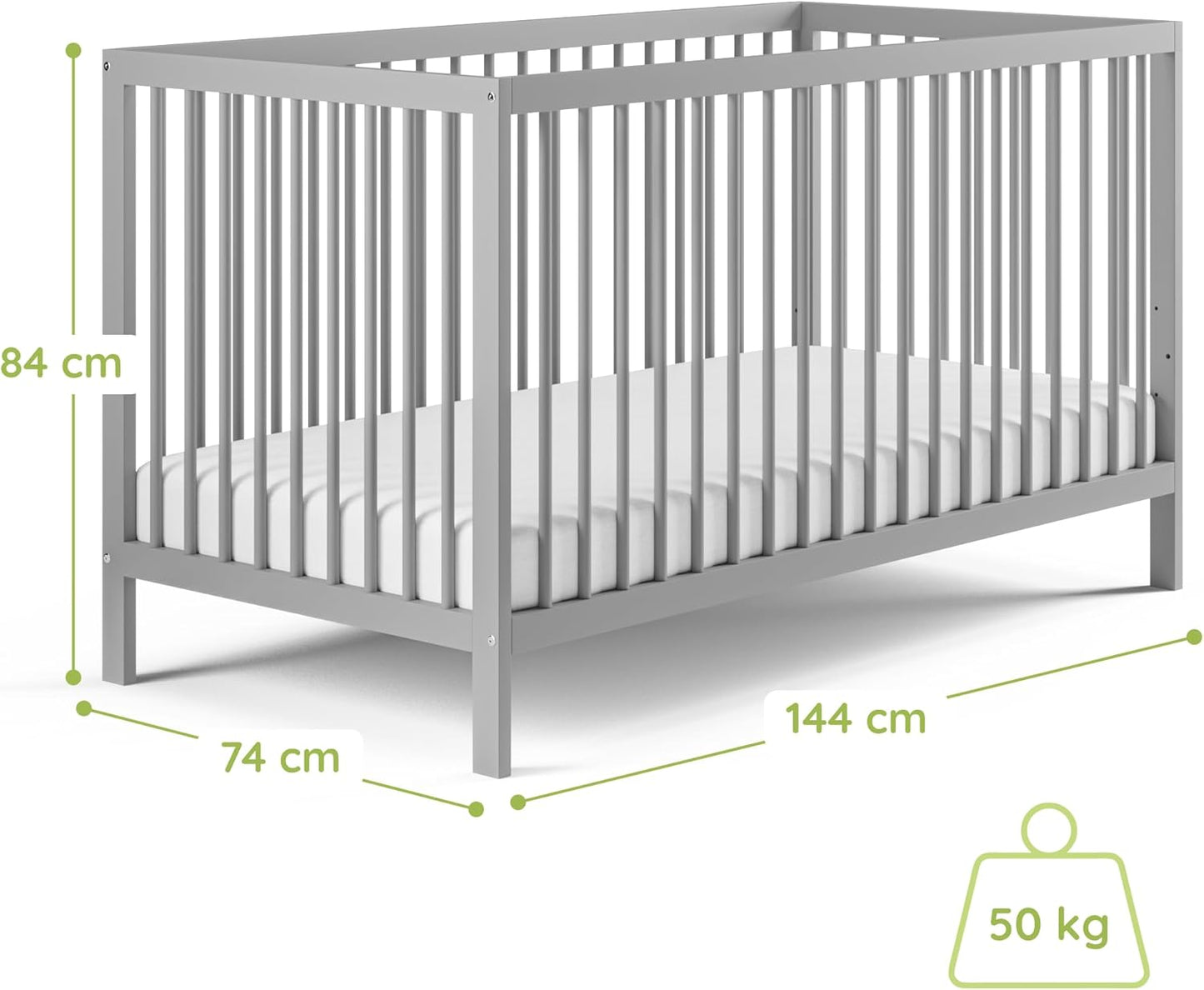 Kids Collective Baby Cot Bed 60x120 | 70x140 cm Height Adjustable