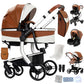 Reenborn 3-in-1 Pushchair, Buggy with Two Reversible Sliding Modes, Pushchair with Frame Aluminium Alloy, Baby Pram, 3-in-1 Complete Set with One-Click Folding Design