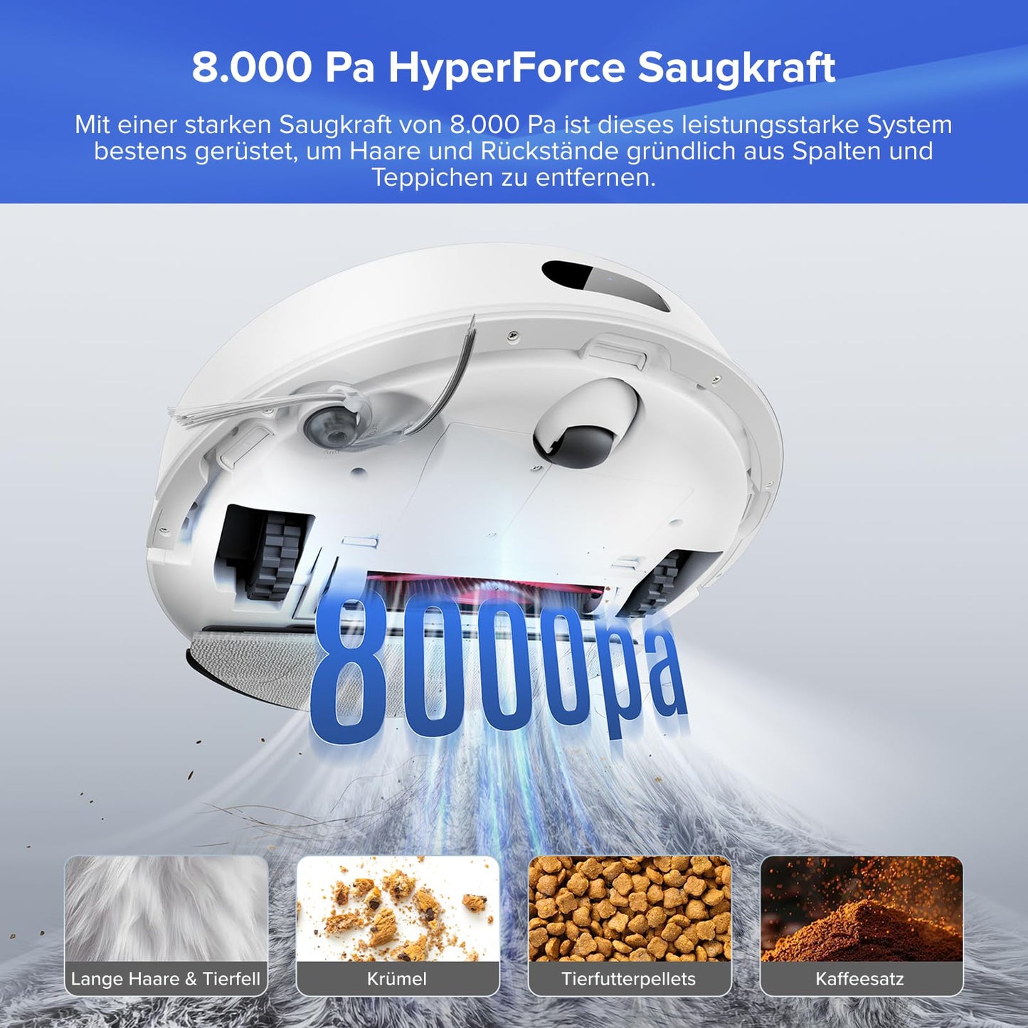 roborock Q7 L5+ Saugroboter mit Wischfunktion, Automatischer Staubentleerung, 8.000 Pa Saugkraft, LiDAR-Navigation,Wischroboter für Teppich