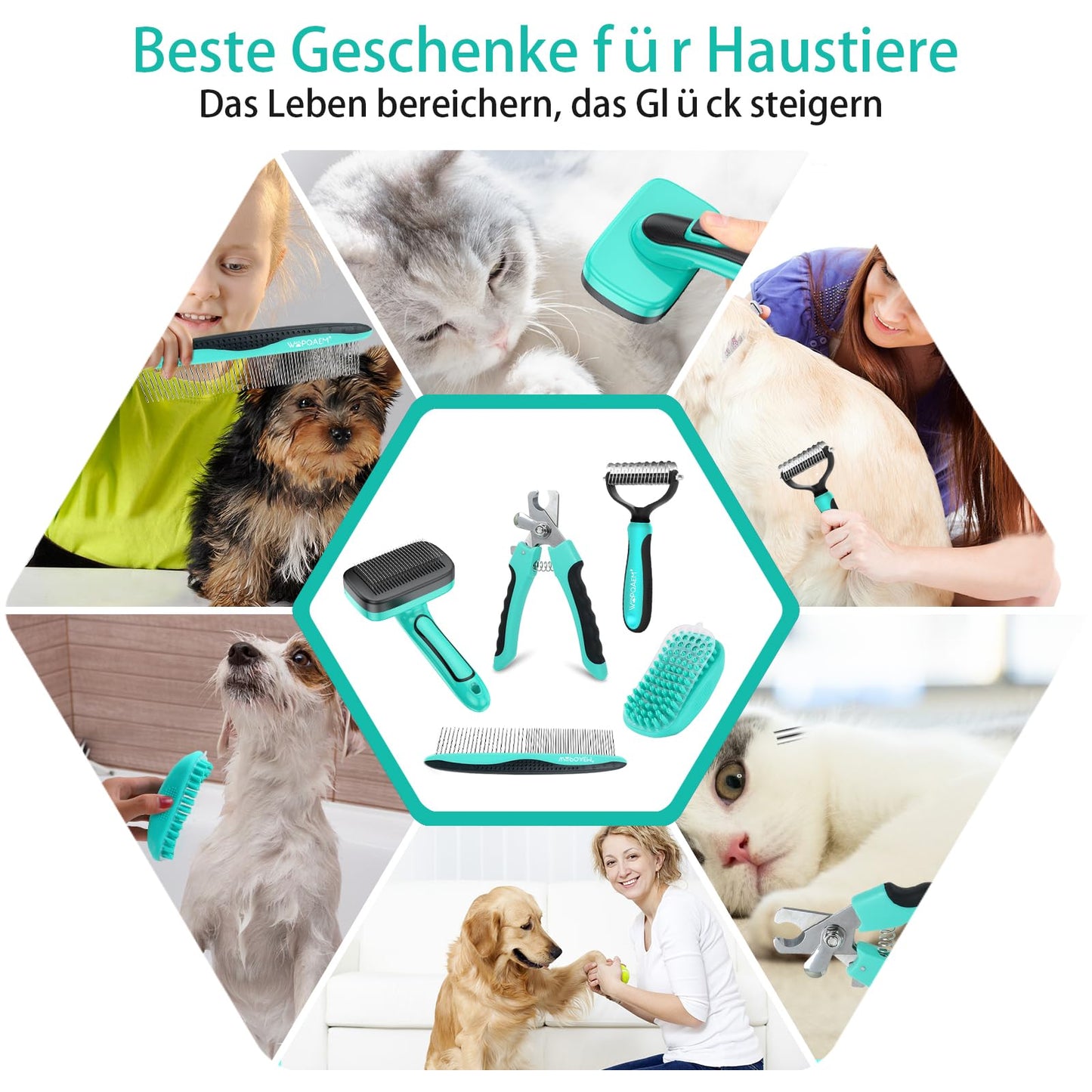 Hundebürste für Hunde und Katzen, selbstreinigend, Katzenbürste für Unterwolle und loses Fell