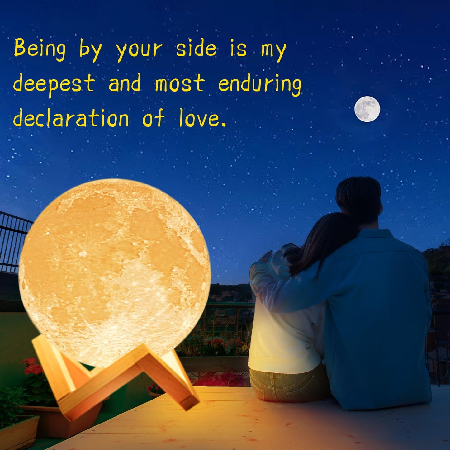 Balkwan Moon Lamp 3D Print - Dimmable USB Charging Touch Lamp for Children and Lovers - Romantic Gift for Birthday and Bedroom (3.5 Inch)