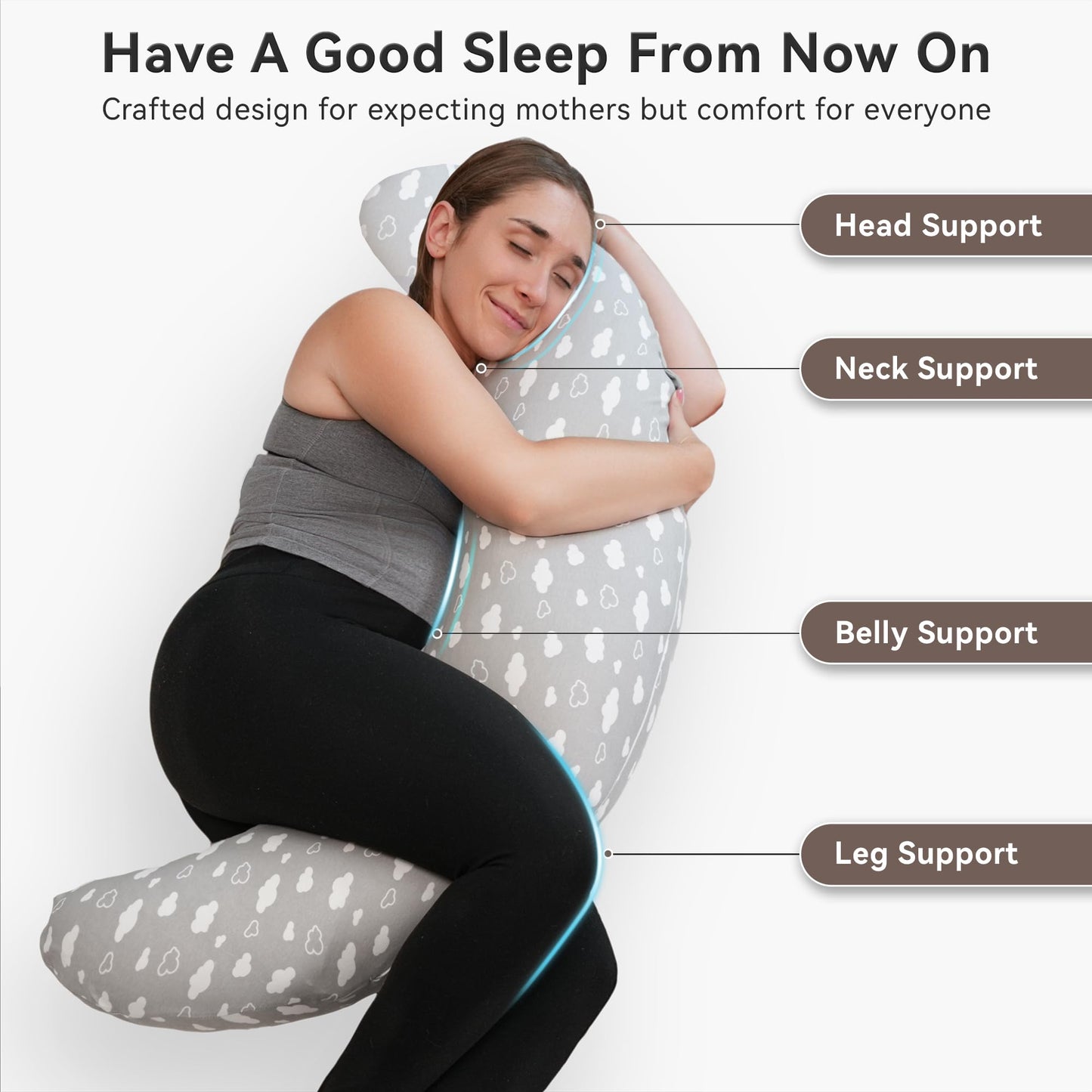 Nursing Pillow, Versatile Plus Size Positioning Pillow, Pregnancy Pillow for Baby and Adults, Side Sleeper Pillow with Washable