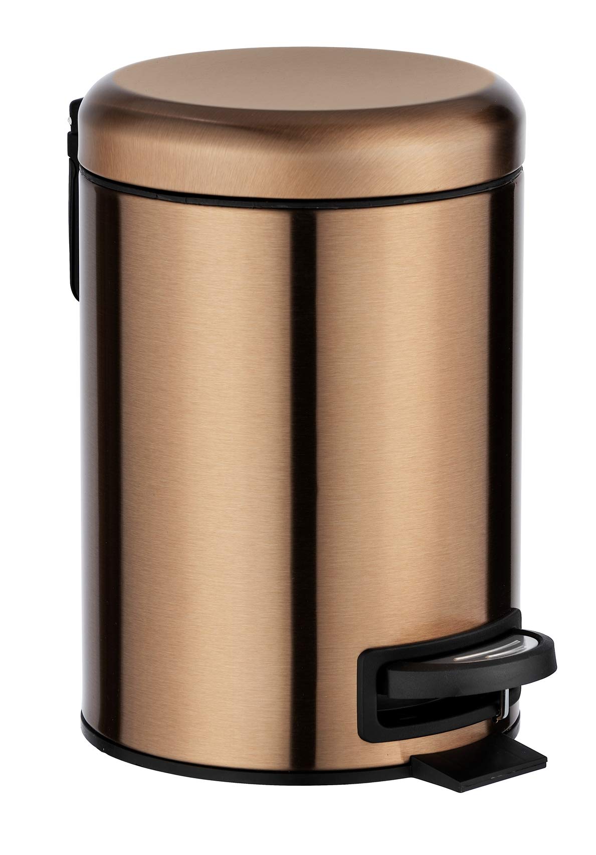 WENKO Leman Cosmetic Pedal Bin Matte Gold 3 L – Cosmetic Bin, Rubbish Bin with Anti-Fingerprint Capacity: 3 litres, stainless steel, 17 x 25 x 22.5 cm, gold